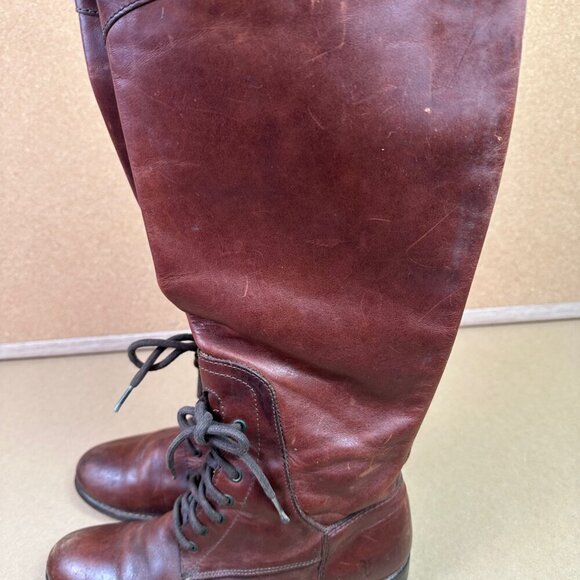Frye Melissa Lace Up Boots Size 6.5 B Riding Equestrian / Festival Brown Leather - Picture 5 of 11